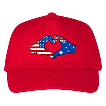 USA Australien Flagge Haende Herzform - Kinder Basecap - Rot - Vorne