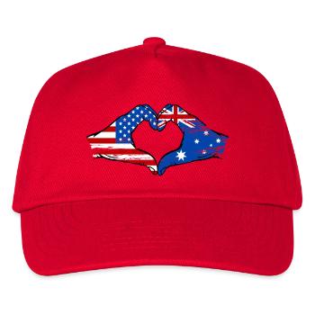 USA Australia Flag Hand Shape Heart Shape Used - Kids’ Baseball Cap - red - Front