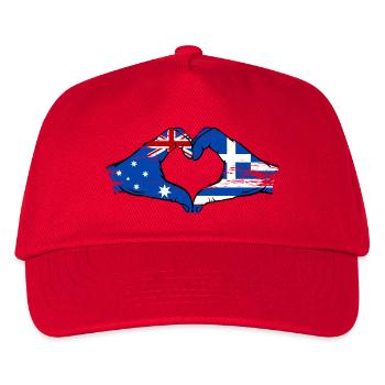 Australien Griechenland Flagge Haende Herzform - Kinder Basecap - Rot - Vorne