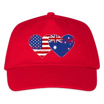 USA Australien Flagge Herzform used - Kinder Basecap - Rot - Vorne