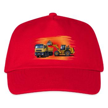 Laster und Bagger auf rot - Kinder Basecap - Rot - Vorne
