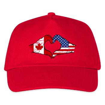 Kanada USA Flagge Herzform used - Kinder Basecap - Rot - Vorne