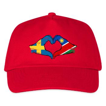 Schweden Nairobi Flagge Herz Hände - Kinder Basecap - Rot - Vorne