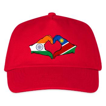 Indien Namibia Flagge Hände Herzform - Kinder Basecap - Rot - Vorne