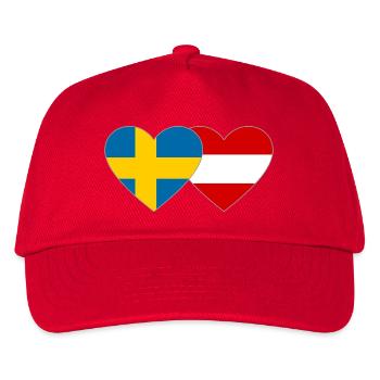 Schweden Österreich Flagge Herz - Kinder Basecap - Rot - Vorne