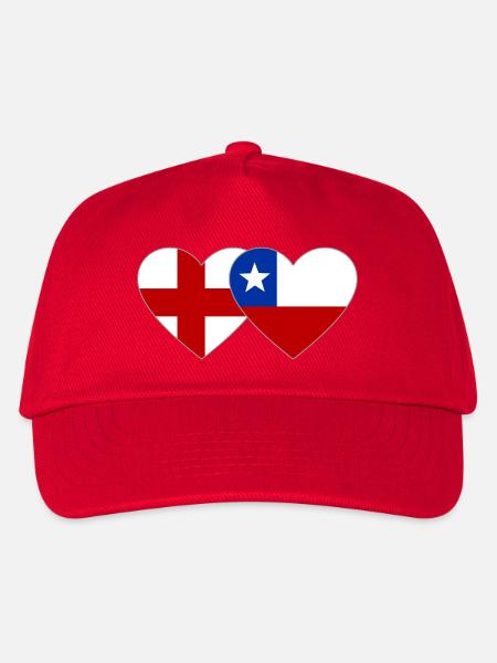England Chile Flagge Herz - Kinder Basecap - Rot