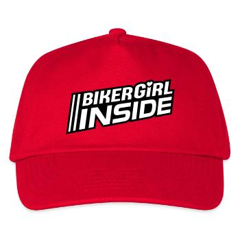 Biker Girl inside Schriftzug (Farben änderbar) - Kinder Basecap - Rot - Vorne