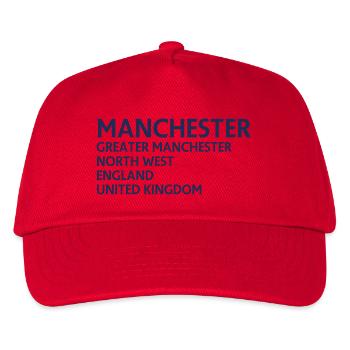 Manchester – England Lyric Design - Kinder Basecap - Rot - Vorne