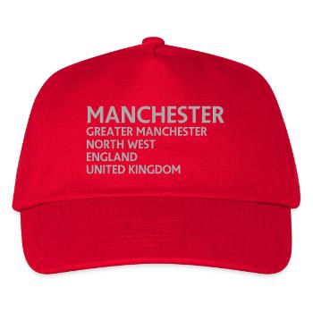 Manchester – England Lyric Design - Kids’ Baseball Cap - red - Front