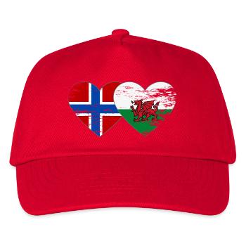 Norway Wales flag heart used - Kids’ Baseball Cap - red - Front