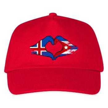 Island Cuba Flagge Hände Herz - Kinder Basecap - Rot - Vorne