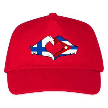 Finnland Kuba Flagge Hände Herz - Kinder Basecap - Rot - Vorne
