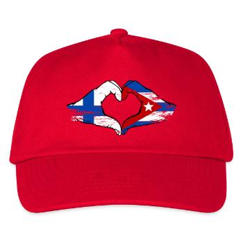 Finnland Kuba Flagge Hände Herz - Kinder Basecap - Rot - Vorne