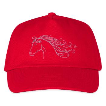 Minimalist Silhouette Riding Horse Riding Bottom - Kids’ Baseball Cap - red - Front