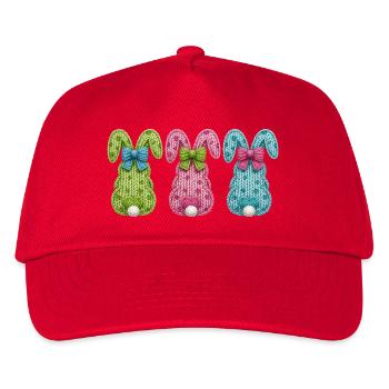 Easter Bunnies Easter Bunny 3 Bunnies Faux Yarn Easter - Kids’ Baseball Cap - red - Front