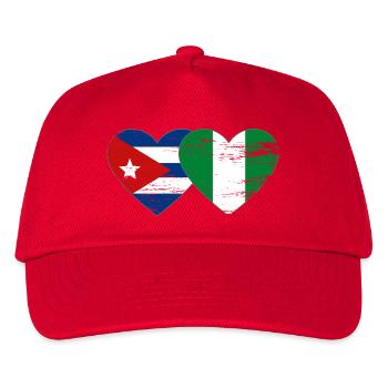 Kuba Nigeria Flagge Herzflagge used - Kinder Basecap - Rot - Vorne