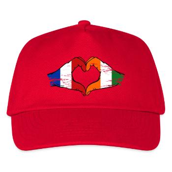 France Ivory Coast Flag Hands Heart Shape - Kids’ Baseball Cap - red - Front