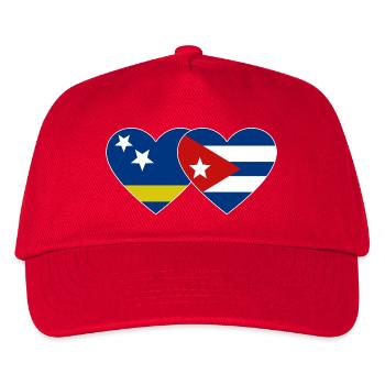 Curacao Kuba Flagge Herz - Kinder Basecap - Rot - Vorne