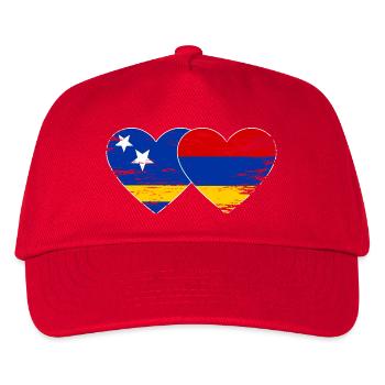 Curacao Armenien Flagge Herz used - Kinder Basecap - Rot - Vorne