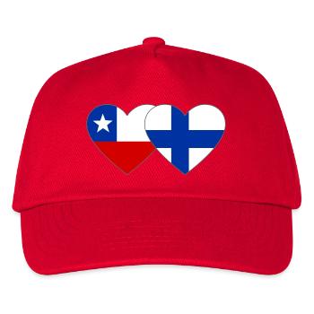 Chile Finnland Flagge Herz - Kinder Basecap - Rot - Vorne