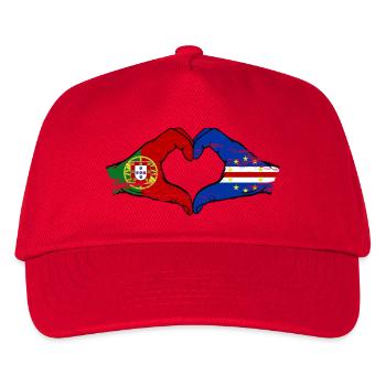 Portugal Cap Verde Flagge Hände Herzform used - Kinder Basecap - Rot - Vorne