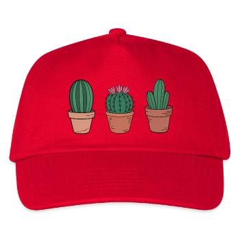 Drei Kakteen in Terrakotta-Töpfen - Kinder Basecap - Rot - Vorne