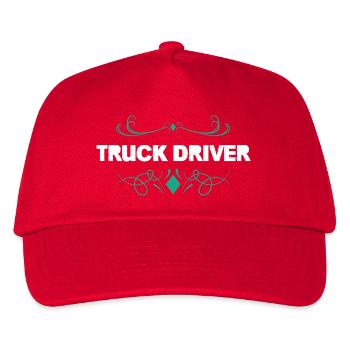 Trucker Driver Ornament – Vintage Flourish - Kids’ Baseball Cap - red - Front