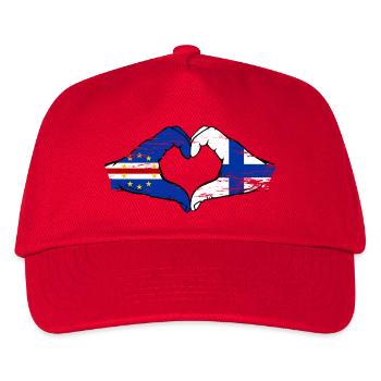 Kap Verde Finnland Flagge Hände Herzform used - Kinder Basecap - Rot - Vorne