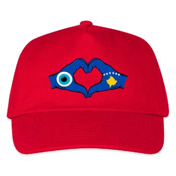 Kosovo Nazar flag hands heart shape used - Kids’ Baseball Cap - red - Front