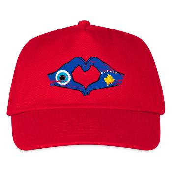 Kosovo Nazar flag hands heart shape used - Kids’ Baseball Cap - red - Front