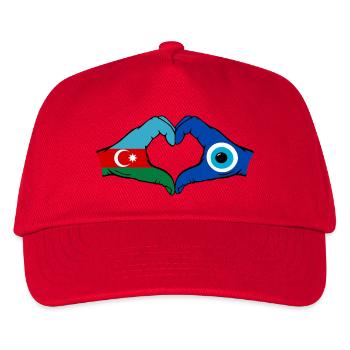 Azerbaijan Nazar Flag Hands Heart Shape - Kids’ Baseball Cap - red - Front