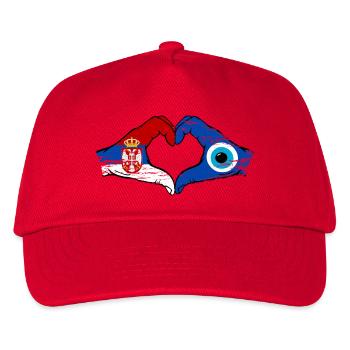Serbia Nazar flag hands heart shape used - Kids’ Baseball Cap - red - Front