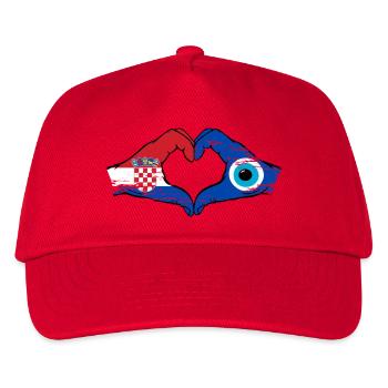 Croatia Nazar flag hands heart shape used - Kids’ Baseball Cap - red - Front