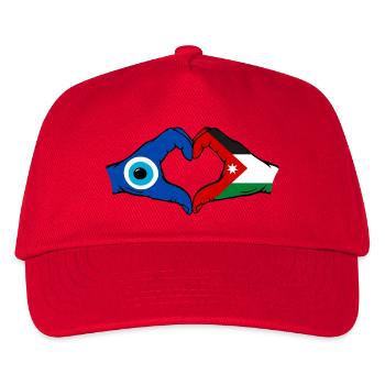 Jordanien Nazar Flagge Hände Herzform - Kinder Basecap - Rot - Vorne