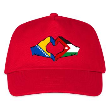 Bosnien Jordanien Flagge Hände Herzform - Kinder Basecap - Rot - Vorne