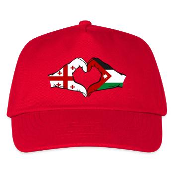 Georgien Jordanien Flagge Hände Herzform - Kinder Basecap - Rot - Vorne