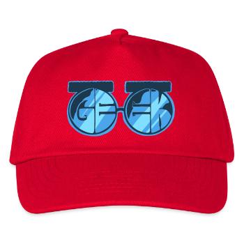 Geek, Cartoon Word - Kinder Basecap - Rot - Vorne