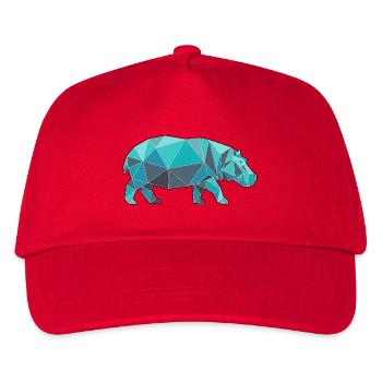 Poly Stil Nilpferd - Kinder Basecap - Rot - Vorne