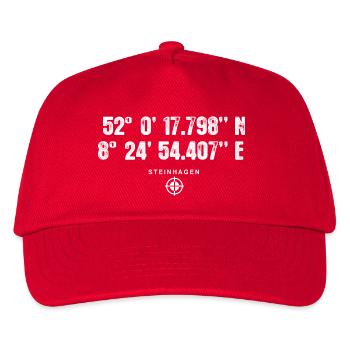 SteinhagenGeocacher Geschenk Standort GPS Stadt - Kinder Basecap - Rot - Vorne