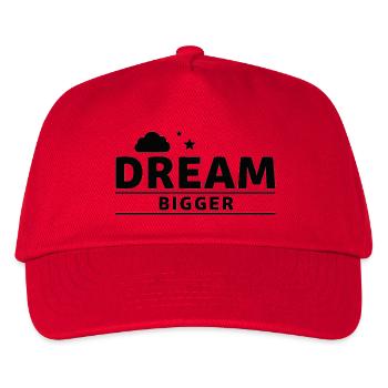 Träumen Sie größer Inspirierendes Zitat-Design - Kinder Basecap - Rot - Vorne