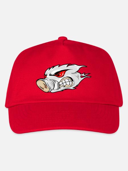 Feuriges Wildschweinkopf-Emblem - Kinder Basecap - Rot