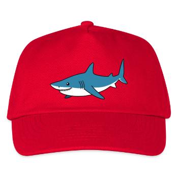 Blauer Cartoonhai – Küstenfreund - Kinder Basecap - Rot - Vorne