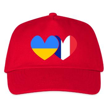 Ukraine Frankreich Freundschaft  - Kinder Basecap - Rot - Vorne