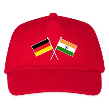 Germany x India Crossed Friendship Flags - Kinder Basecap - Rot - Vorne