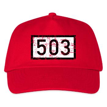 Rheinkilometer 503 - Wiesbaden am Rhein - Kinder Basecap - Rot - Vorne