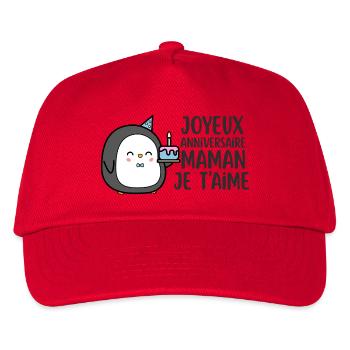 Pinguin-Geburtstags-Mama, ich liebe dich - Kinder Basecap - Rot - Vorne