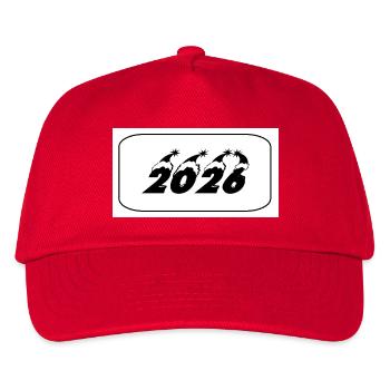 Jahreswechsel 2026 Design mit Feuerwerksideen - Kinder Basecap - Rot - Vorne