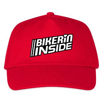 Bikerin inside Schriftzug (Farben änderbar) - Kinder Basecap - Rot - Vorne