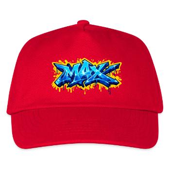 GRAFFITI-NAME MAX FÜR PERFEKTES GESCHENK DRUCKBAR - Kinder Basecap - Rot - Vorne