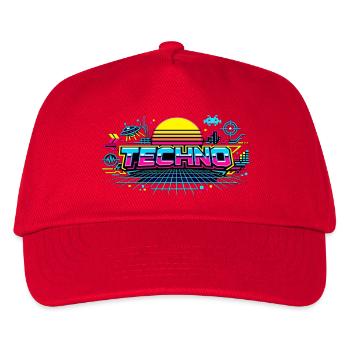 Neon Techno Horizont - Kinder Basecap - Rot - Vorne